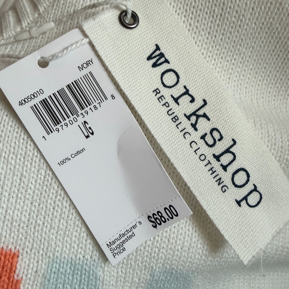 Workshop Republic Clothing White Sweater with Multicolor VACAY Letters - Picture 3 of 6